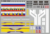 DKM0342	Набор декалей КАМАЗ (полосы, надписи, логотипы), вариант 19 (100х70)	Maksiprof 1:43